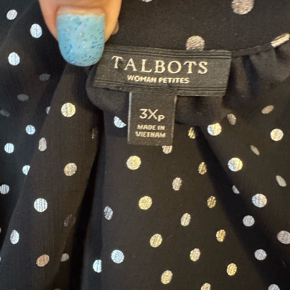Talbots Gorgeous Black Blouse w/Sparkle Fluted Sleeves PLUS: 3X #U - Picture 7 of 7